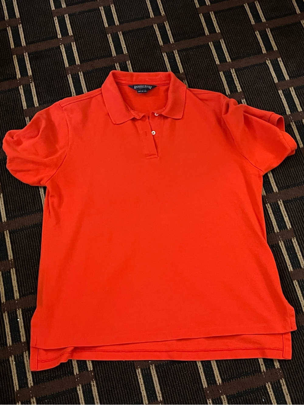 Vintage Women’s Lands End Orange Polo Shirt Tshirt Large L 100% Cotton 799